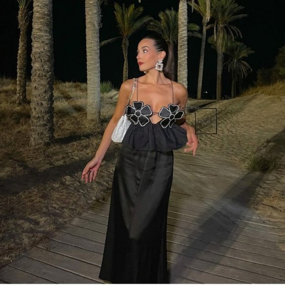 ZARA RHINESTONE FLORAL POPLIN TOP - Picture 6 of 13